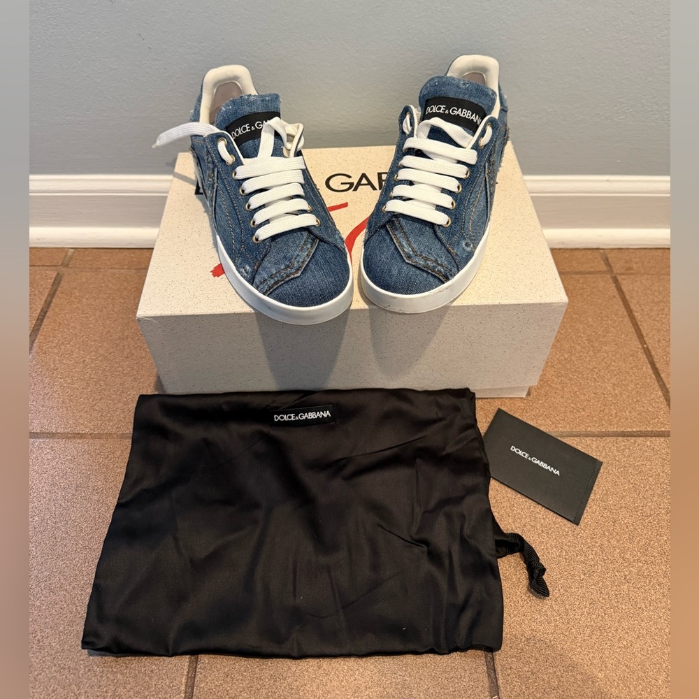 Dolce and Gabanna patchwork denim sneakers size 36
